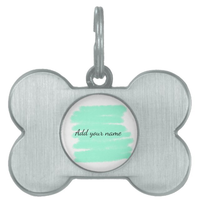 Médaillons Pour Animaux Domestiques Vert aquarelle ajouter nom message texte lancer (Devant)