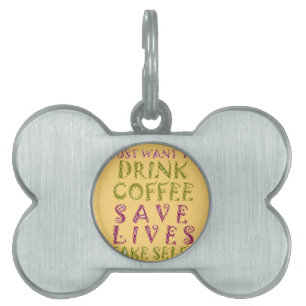 Médaillons Pour Animaux Domestiques Vintage Coffee Save Lives and Take Selfies