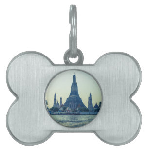 Médaillons Pour Animaux Domestiques Wat Arun temple avec River Thailand Bangkok