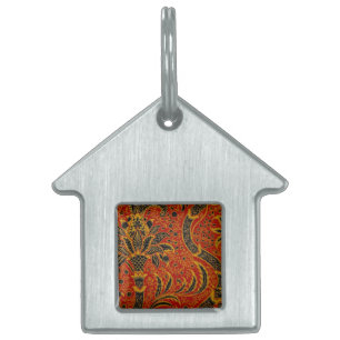 Médaillons Pour Animaux Domestiques William Morris India Rouge Floral Vintage Classiqu