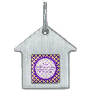 Médaillons Pour Animaux Domestiques Yellow Polka Dots With Purple Background