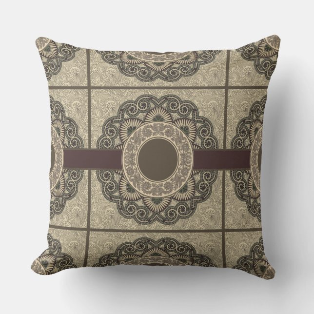 Médallion Design Taupe Coussin réversible (Recto)