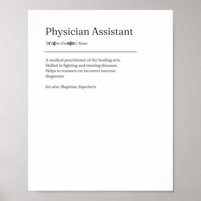 Médecin Assistant Définition Drôle Poster cadeau (Devant)
