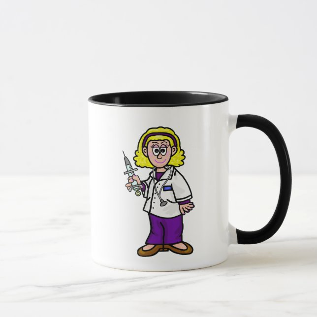 Médecin féminin blonde avec seringue Mug (Droite)