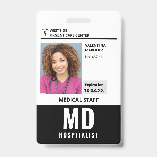 Médecin hospitalier MD Badge de photo Logo ID