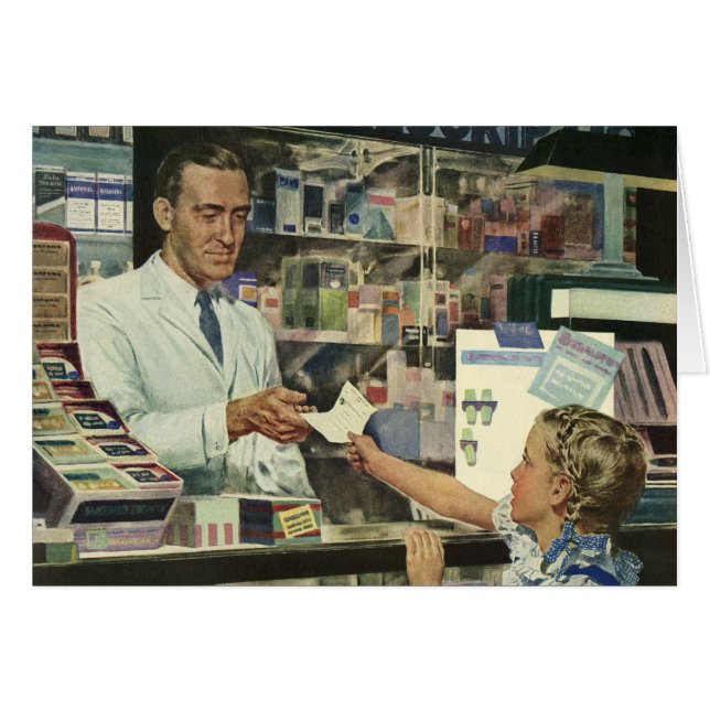 Médecine Ancienne, Pharmacien et Fille à la Pharma (Devant horizontal)