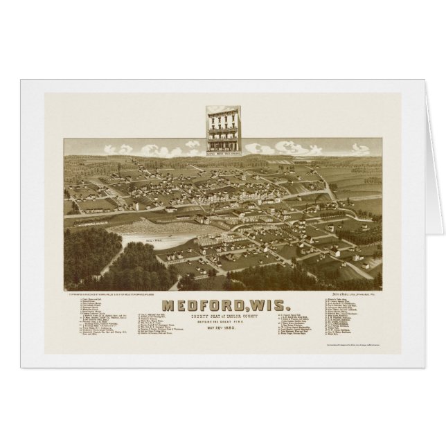Medford, carte panoramique de WI - 1885 (Devant horizontal)