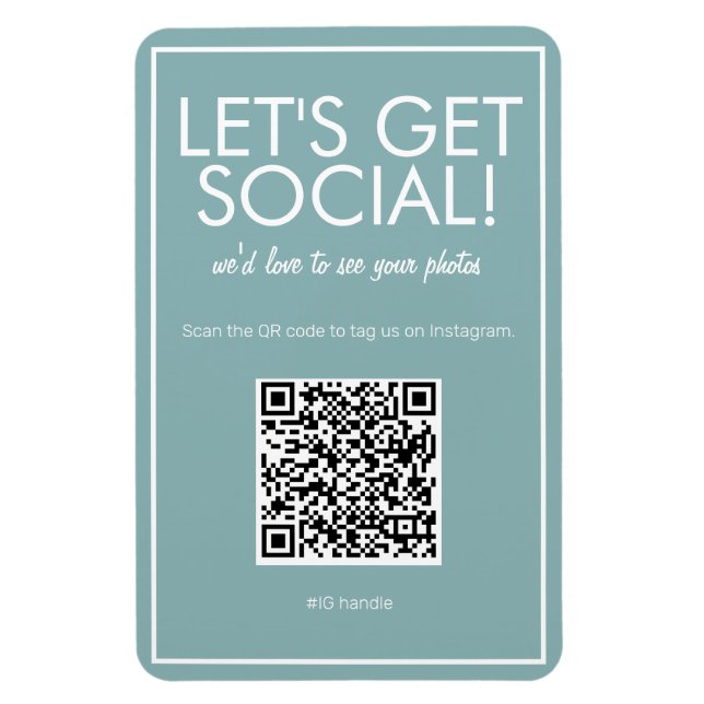 Média social Turquoise moderne QR Code Magnet (Vertical)