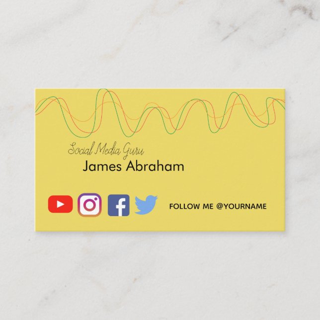 Médias sociaux - bonne vibration - carte de visite (Devant)