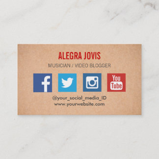 MÉDIAS SOCIAUX MUSICIEN VOUS TUBE CARTE DE VISITE