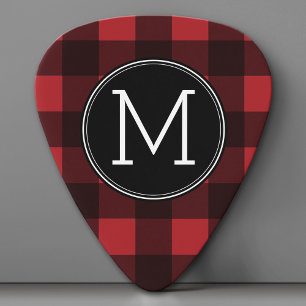 Médiators Monogramme de Motif de buffle rouge et noir rustiq