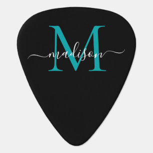 Médiators Monogramme vert Turquoise noir Script féminin