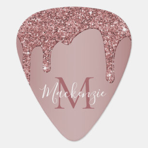 Médiators Parties scintillant de goutte rose Rose or Monogra