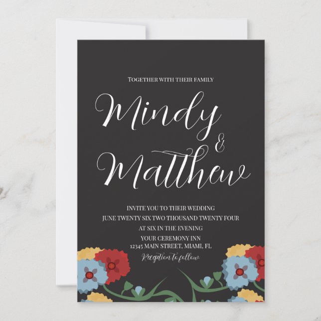 Medical Folk Florals Wedding Invitation (Devant)