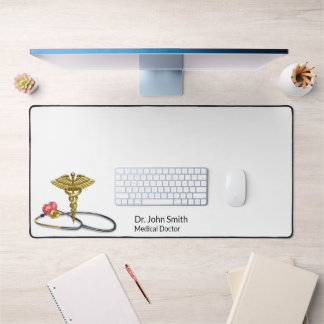 Medical Gold Caduceus & Stethoscope with Heart