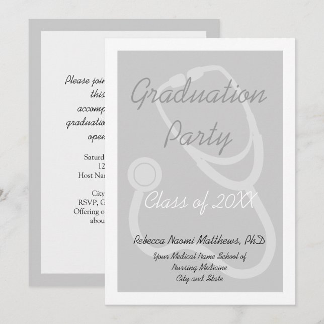 Medical School Graduation Party Invitation (Devant / Derrière)