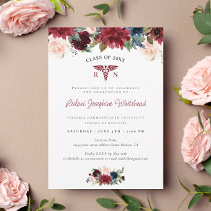 Médicale Bourgogne Red Floral Graduation Party