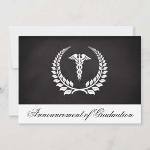 Médicale Caduceus Laurel Graduation Invitation