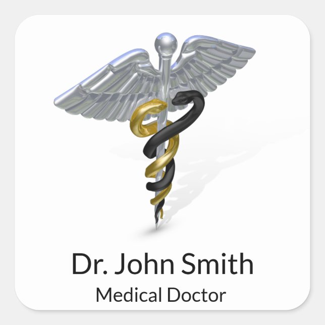 Médicale Silver Caduceus Black Gold - Sticker (Devant)