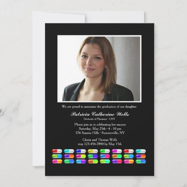 Médicaments - Invitation à la graduation photo (Devant)