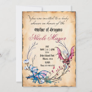 Médiévale Mère des Dragons Baby shower Invitation