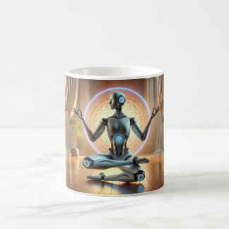 Meditating AI Robot Mug – Zen Cybernetic