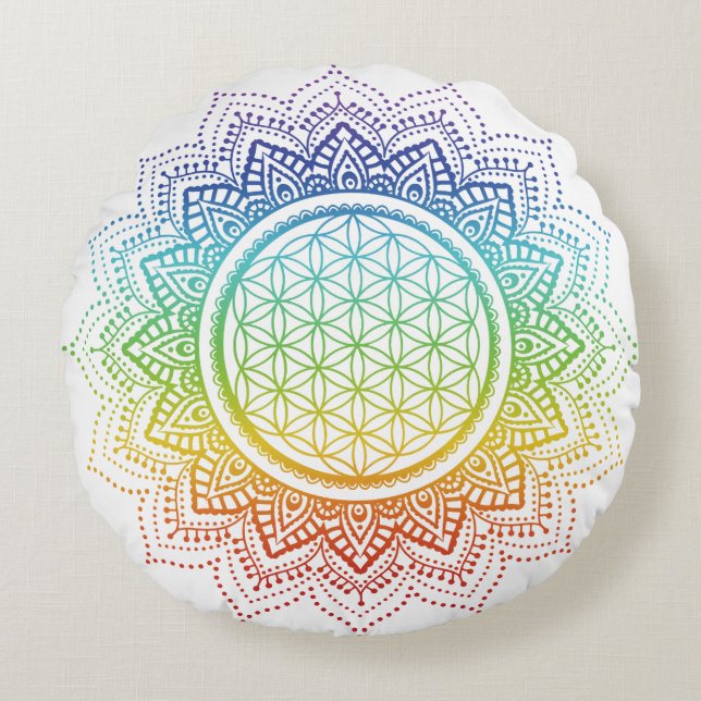 Méditation Coussin Fleur de vie Mandala Chakra (Devant)