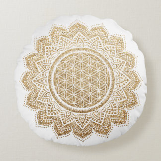 Méditation Coussin Fleur de vie Mandala Gold