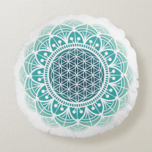 Méditation coussin fleur de vie Mandala turquoise