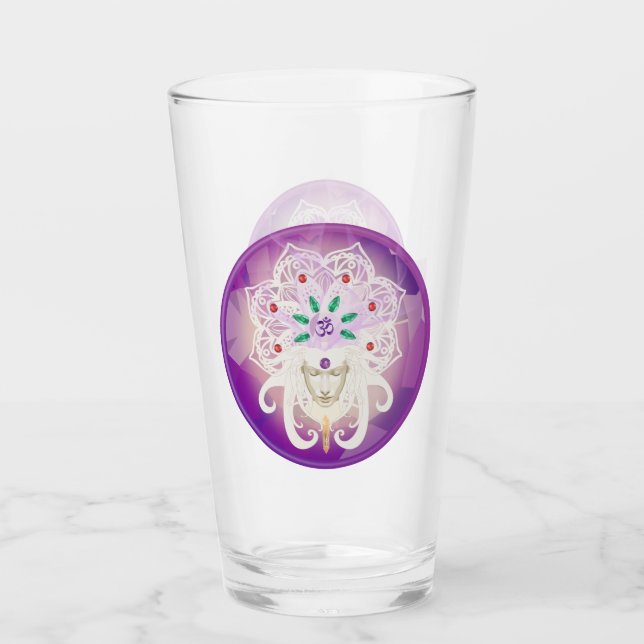 Méditation de déesse violette Om Zen Verre à boire (Devant)