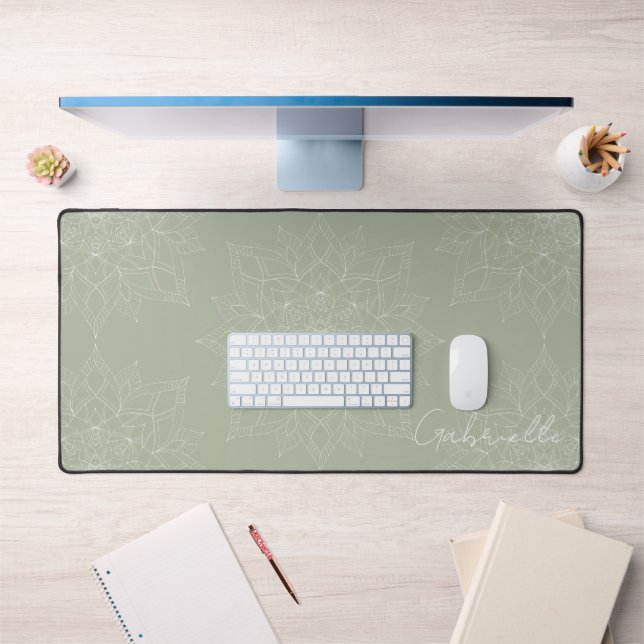 Méditation élégante Sage Green Mandala Home Office (Bureau 1)