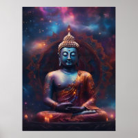 Méditer Bouddha avec Poster Mandala