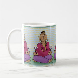 Méditer du Bouddha avec des fleurs sur une Mug