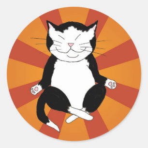Méditer les autocollants Tuxedo Kitty