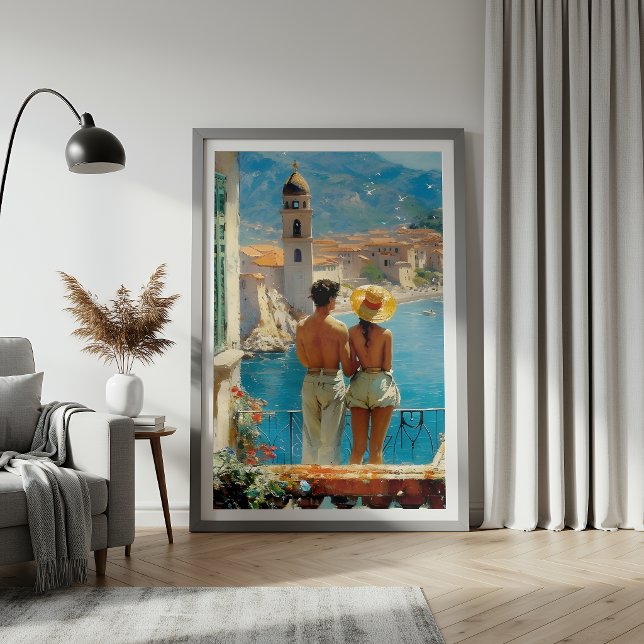 Mediterranean Coast Couple Vintage Poster (Créateur téléchargé)