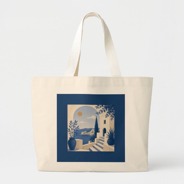 Mediterranean Coast Villa Scene Elegant Tote Bag (Devant)