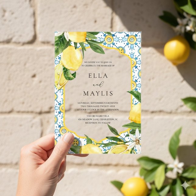 Mediterranean Lemon Acrylic Wedding Invitation (Créateur téléchargé)