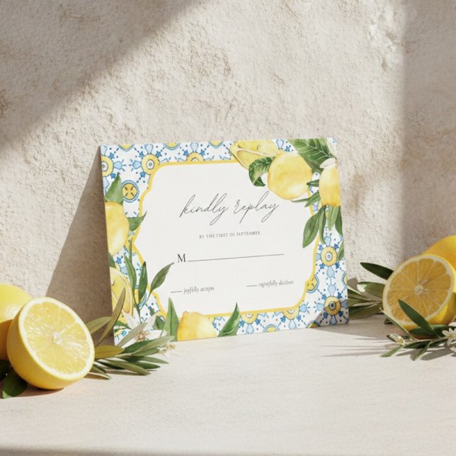 Mediterranean Lemon Wedding RSVP Card (Créateur téléchargé)