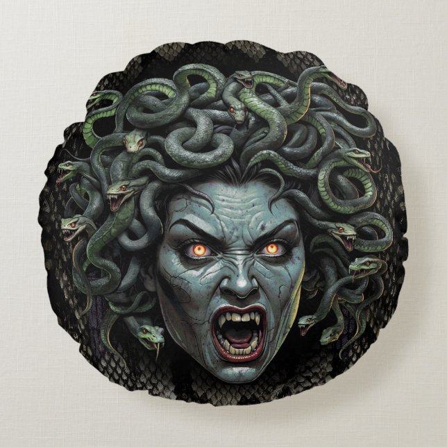 Medusa Queen of Stone Coussin (ronde) (Devant)