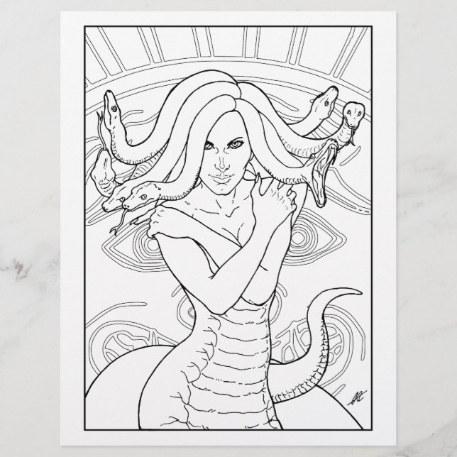 Medusa The Gorgon - Page de coloration (Devant)