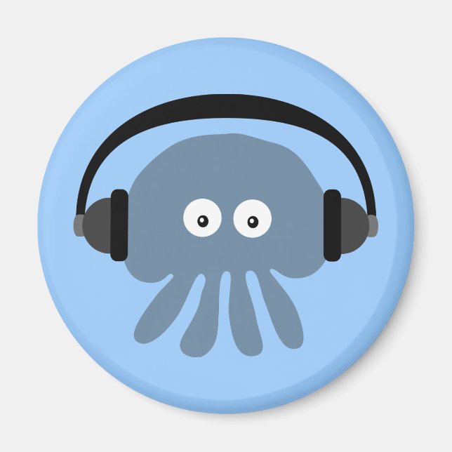 Méduse bleue avec aimant pour écouteurs (Devant)