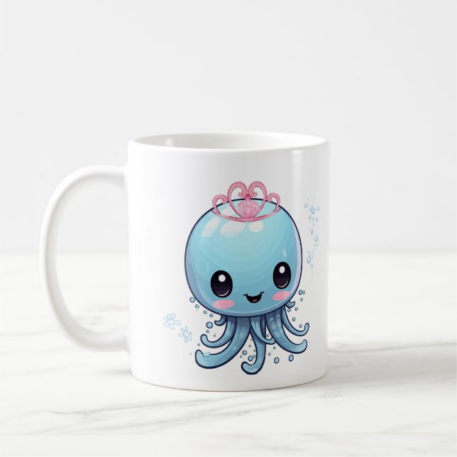 Méduse bleue avec tiare rose Café Mug (Gauche)