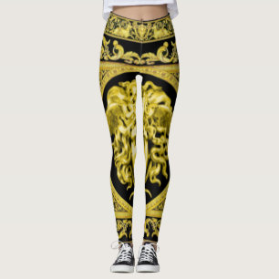 Méduse dorée avec arabesques sur leggings noirs