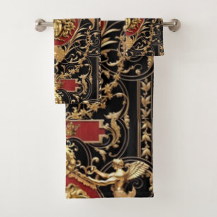 Méduse dorée rouge et or sur noir Cadeau / Invité