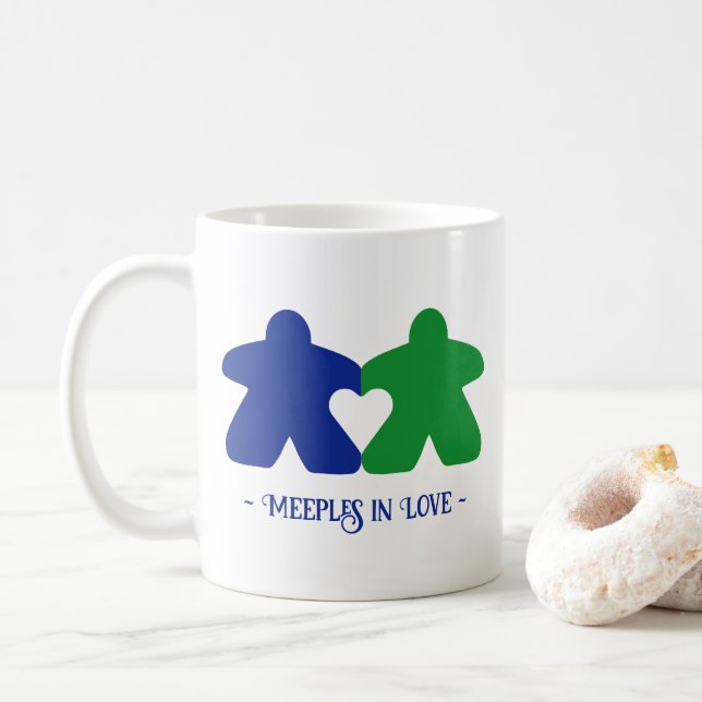 Meepes en Amour, Mug Bleu & Vert (Avec donut)