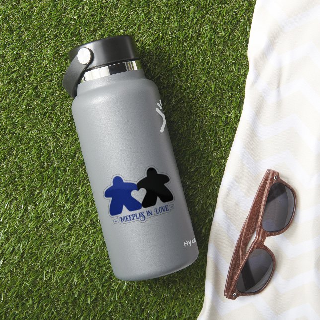 Meeps en Love, Sticker en Vinyl Bleu & Noir (HydroFlask Insitu)
