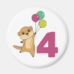 Meerkat 4e anniversaire Ballons Enfants Magnet