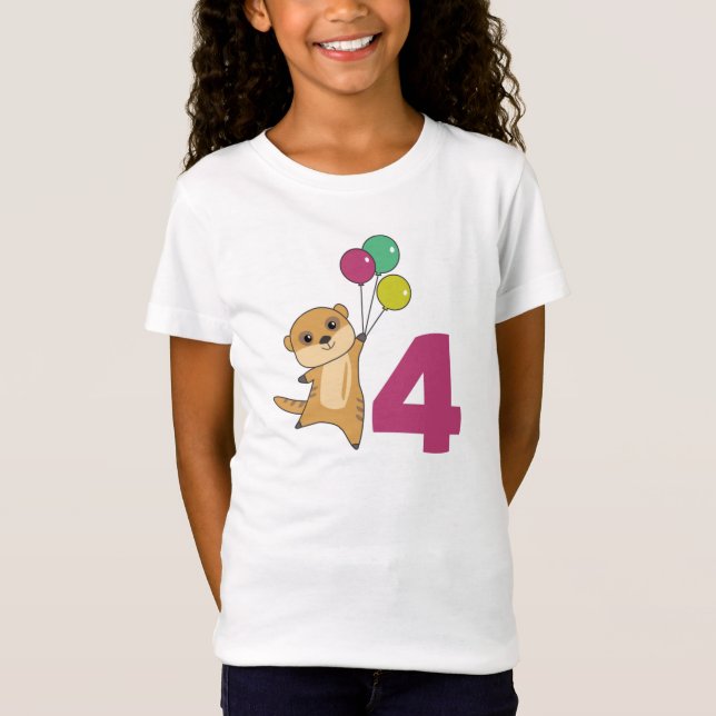 Meerkat 4e anniversaire Ballons enfants T-shirt (Devant)
