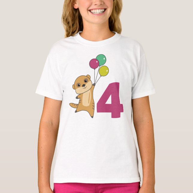 Meerkat 4e anniversaire Ballons enfants T-shirt (Devant)