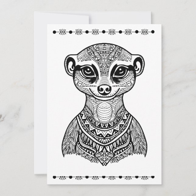 Meerkat, carte d'impression et de couleur, Penser  (Devant)